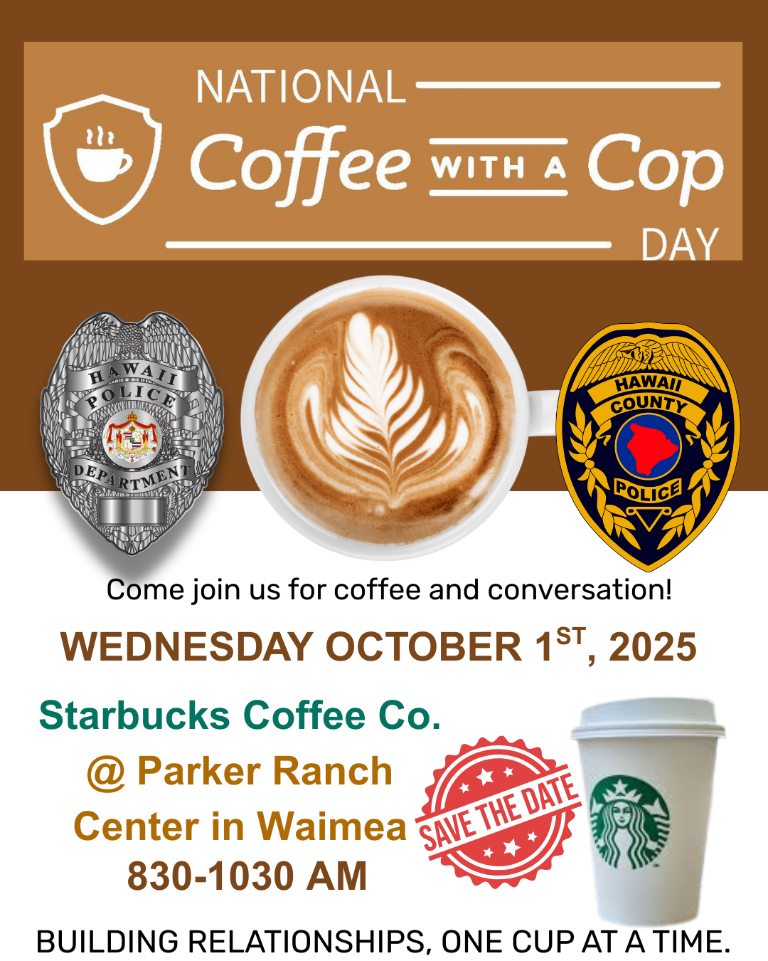 National Coffee With a Cop Day event in Waimea Oct. 1, 2025.