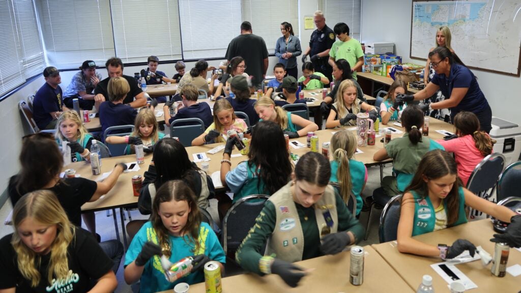 Scout Day fingerprint class at Kona Police Station.