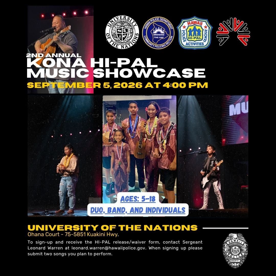 2026 Kona HI-PAL Music Showcase flier