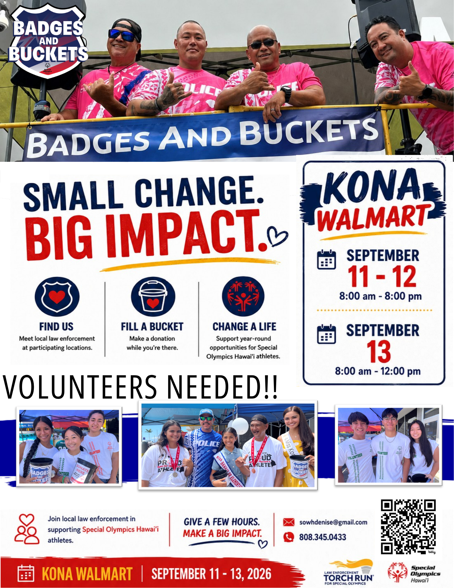 Kona's Badges and Buckets flyer, at Kona Walmart.