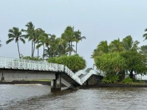 Coconut Island bridge collapsed in the middle.