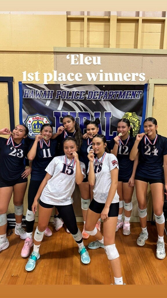 First-ever Hawai‘i Isle Police Activities League (HI-PAL) Volleyball Tournament First Place Gold Team ‘Eleu.