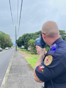 TEU officer using radar gun