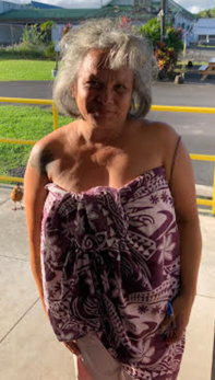 Picture of 60-year-old Vernamae Stevens of Hilo, who was reported missing. Stevens is Hawaiian, with a medium complexion, 4 feet and 9 inches tall, 130 pounds, with grey, shoulder-length hair, with floral tattoos on both arms. She was last seen wearing a red, yellow, green, and black spaghetti strapped dress with palm tree patterns.